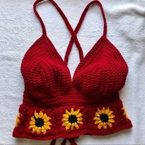 Handmade crochet sunflower crop top